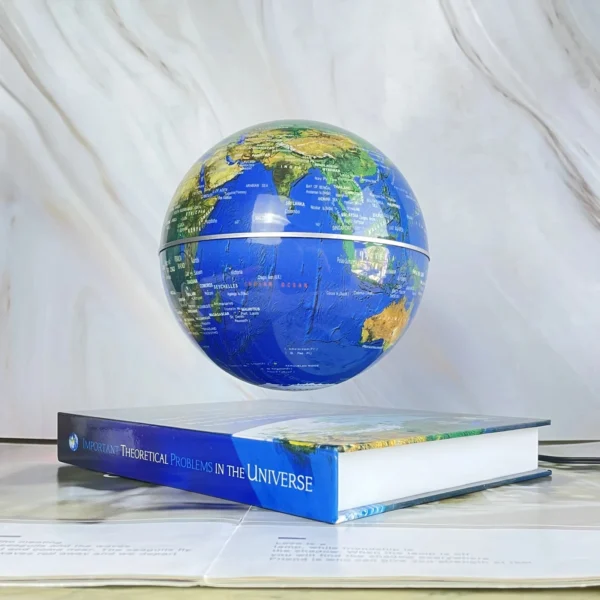 Floating Globe Magnetic Levitation Globe Educational Supplies Luminous Earth Globe Cosmic Cover Book Base 4 A globe levitates above an open book