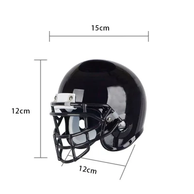 32 type Creative Hover Helmets Magnetic Levitating Helmet with Electromagnetic Stand Suspension Decoration Collectible for Sport 6 A black football helmet with a faceguard, measuring 15cm in length, 12cm in height and width.
