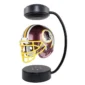 The Floating Helmet Stand elegantly suspends a football helmet between two black magnetic bases, making it an ideal display for any fan.