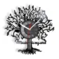 Wall clock with a tree-shaped frame and musical notes. Clock face has a black background and white numbers. Red second hand. Text reads "Music is my soul.