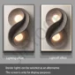 Two wall-mounted lights are shown: the left with a lighting effect, the right without. Text below states that border lights are an alternative and the screen is for display purposes.